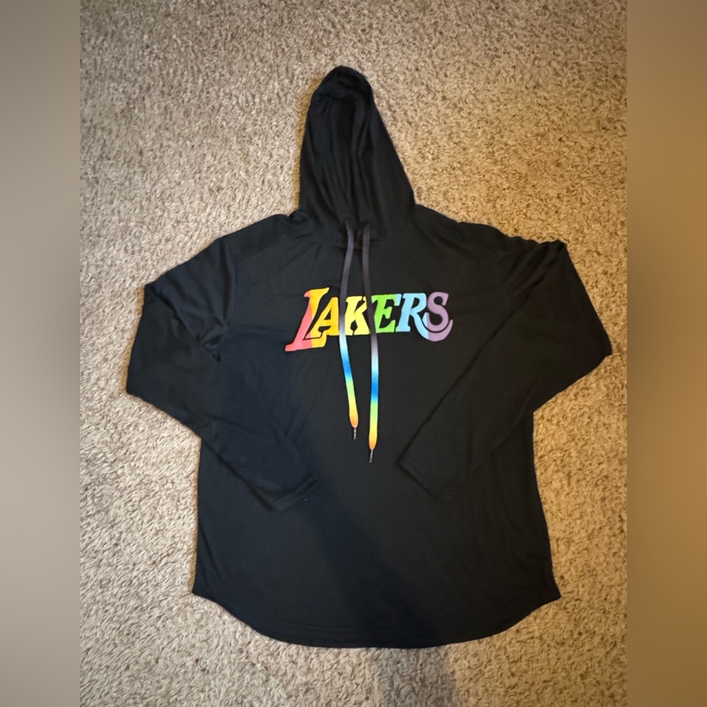Los Angeles Lakers Black Pride Rainbow TShirt Hoodie size XL